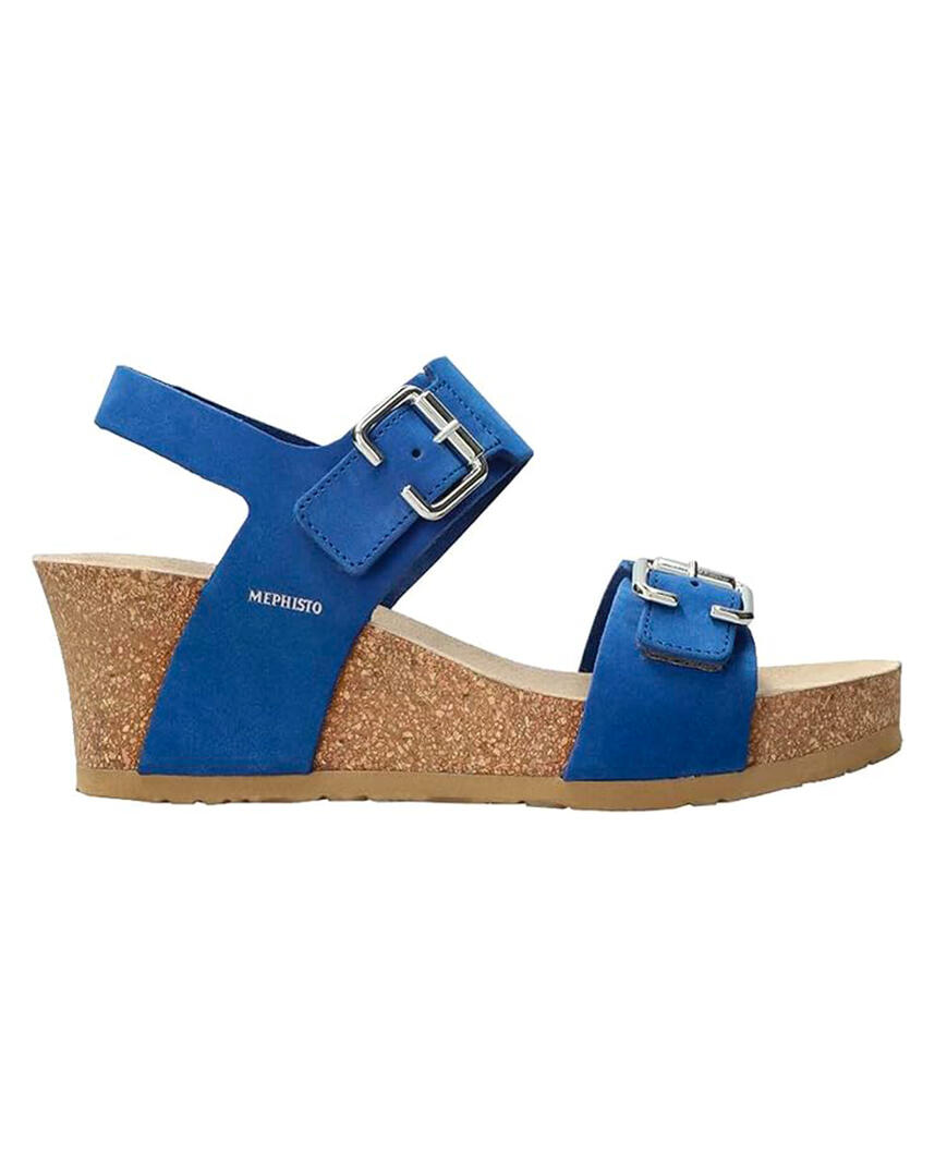 Mephisto Lissandra Wedge Sandals – Riviera Blue with All-Day Comfort